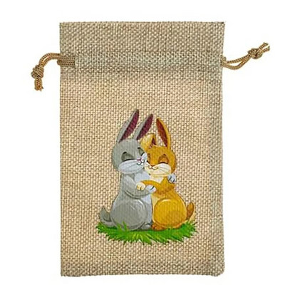 StoBag 5tk Rõõmsaid lihavõtteid Väikesed linasest nöörist kotid Jänesekimp Tasku lastele Kommid Kingipakend Korduvkasutatavad kotid Kaunistus