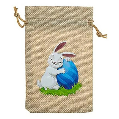 StoBag 5tk Rõõmsaid lihavõtteid Väikesed linasest nöörist kotid Jänesekimp Tasku lastele Kommid Kingipakend Korduvkasutatavad kotid Kaunistus