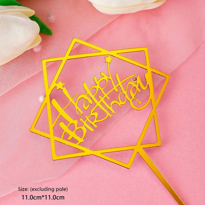 10 buc. Topper pentru tort La mulți ani, acrilic, auriu, cu oglindă, pentru cupcake pentru copii, pentru petrecerea de aniversare, pentru tort, pentru desert, decorațiuni pentru Baby Shower