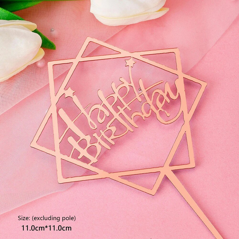 10 buc. Topper pentru tort La mulți ani, acrilic, auriu, cu oglindă, pentru cupcake pentru copii, pentru petrecerea de aniversare, pentru tort, pentru desert, decorațiuni pentru Baby Shower