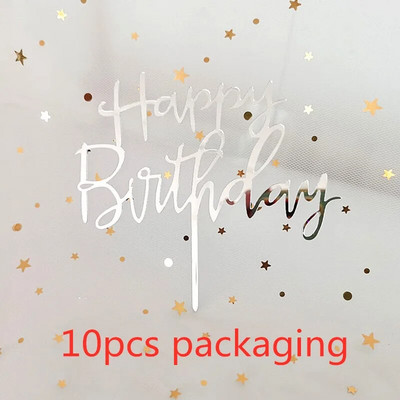 10 gab. 36 stili Happy Birthday Cake Topper Rozā zelta Akrila kūkas pildspalvas Baby Shower Cake Birthday Party Kūkas karoga rotājumi