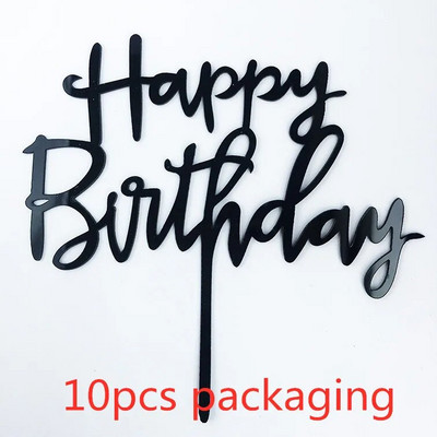 10 gab. 36 stili Happy Birthday Cake Topper Rozā zelta Akrila kūkas pildspalvas Baby Shower Cake Birthday Party Kūkas karoga rotājumi