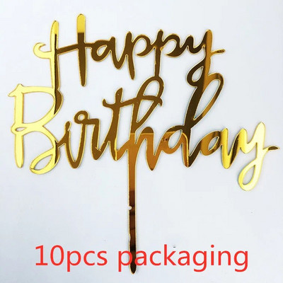 10 gab. 36 stili Happy Birthday Cake Topper Rozā zelta Akrila kūkas pildspalvas Baby Shower Cake Birthday Party Kūkas karoga rotājumi