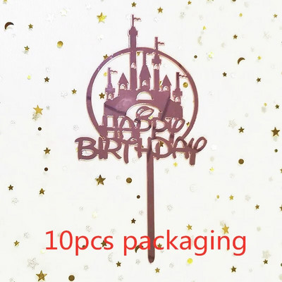 10 gab. 36 stili Happy Birthday Cake Topper Rozā zelta Akrila kūkas pildspalvas Baby Shower Cake Birthday Party Kūkas karoga rotājumi