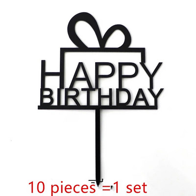 10 gab. 36 stili Happy Birthday Cake Topper Rozā zelta Akrila kūkas pildspalvas Baby Shower Cake Birthday Party Kūkas karoga rotājumi