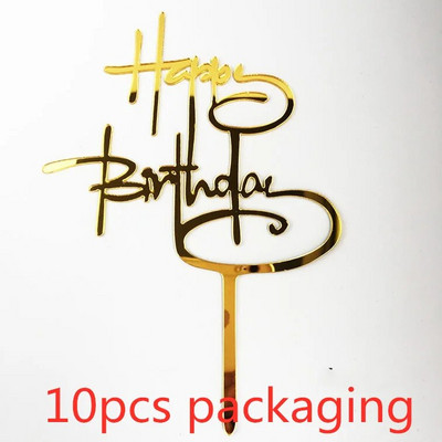 10 gab. 36 stili Happy Birthday Cake Topper Rozā zelta Akrila kūkas pildspalvas Baby Shower Cake Birthday Party Kūkas karoga rotājumi