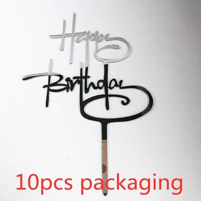 10 gab. 36 stili Happy Birthday Cake Topper Rozā zelta Akrila kūkas pildspalvas Baby Shower Cake Birthday Party Kūkas karoga rotājumi