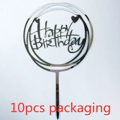 10 gab. 36 stili Happy Birthday Cake Topper Rozā zelta Akrila kūkas pildspalvas Baby Shower Cake Birthday Party Kūkas karoga rotājumi