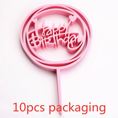 10 gab. 36 stili Happy Birthday Cake Topper Rozā zelta Akrila kūkas pildspalvas Baby Shower Cake Birthday Party Kūkas karoga rotājumi