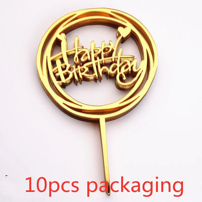 10 gab. 36 stili Happy Birthday Cake Topper Rozā zelta Akrila kūkas pildspalvas Baby Shower Cake Birthday Party Kūkas karoga rotājumi