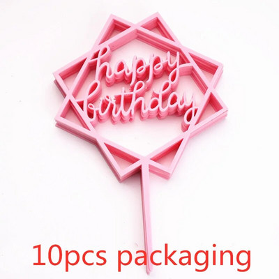 10 gab. 36 stili Happy Birthday Cake Topper Rozā zelta Akrila kūkas pildspalvas Baby Shower Cake Birthday Party Kūkas karoga rotājumi