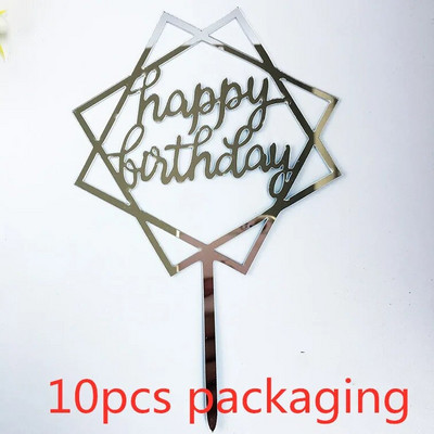 10 gab. 36 stili Happy Birthday Cake Topper Rozā zelta Akrila kūkas pildspalvas Baby Shower Cake Birthday Party Kūkas karoga rotājumi