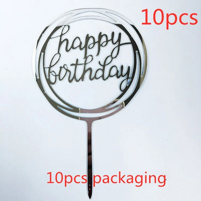 10 gab. 36 stili Happy Birthday Cake Topper Rozā zelta Akrila kūkas pildspalvas Baby Shower Cake Birthday Party Kūkas karoga rotājumi