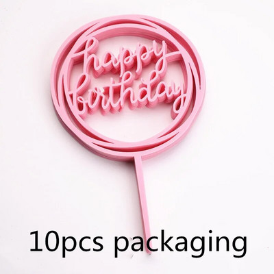 10 gab. 36 stili Happy Birthday Cake Topper Rozā zelta Akrila kūkas pildspalvas Baby Shower Cake Birthday Party Kūkas karoga rotājumi