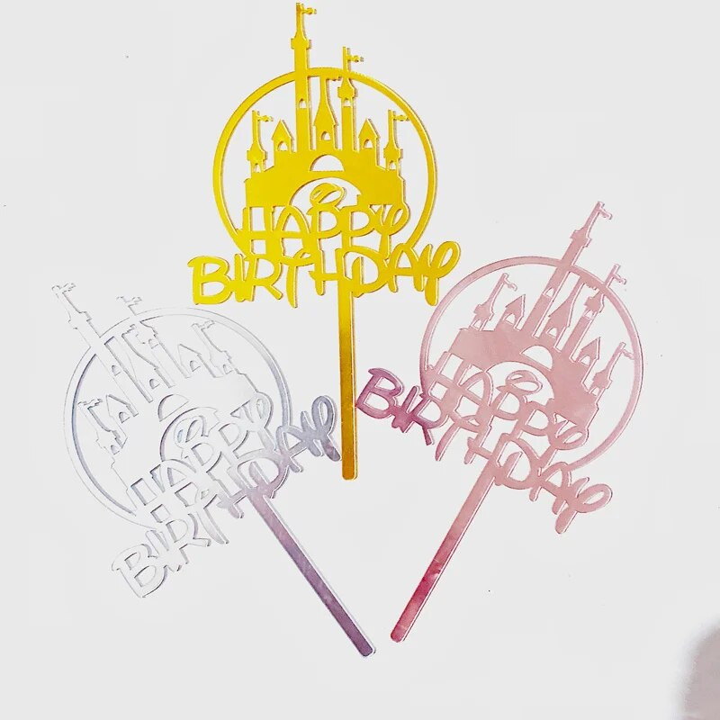 10 gab. 36 stili Happy Birthday Cake Topper Rozā zelta Akrila kūkas pildspalvas Baby Shower Cake Birthday Party Kūkas karoga rotājumi