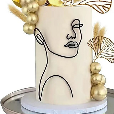 2023-as portré boldog születésnapot tortafeltét arany fekete absztrakt művészet akril fiú lányok buli tortafeltét lány desszert dekoráció