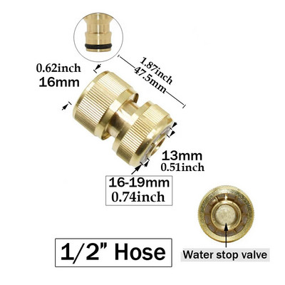 1/2`` 3/4`` 5/8" 1`` Mesingana slavina Brza spojnica 16mm 20mm Bakrena spojnica za crijevo Adapter Vrtni pištolj za zalijevanje Priključci za zaustavljanje vode