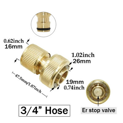 1/2`` 3/4`` 5/8" 1`` Mesingana slavina Brza spojnica 16mm 20mm Bakrena spojnica za crijevo Adapter Vrtni pištolj za zalijevanje Priključci za zaustavljanje vode