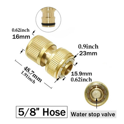 1/2`` 3/4`` 5/8" 1`` Mesingana slavina Brza spojnica 16mm 20mm Bakrena spojnica za crijevo Adapter Vrtni pištolj za zalijevanje Priključci za zaustavljanje vode
