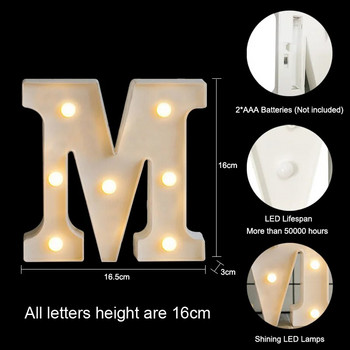 Φωτεινό LED Φωτιστικό Νυχτερινής Γραμμής Creative 26 Αγγλικό Αλφάβητο Φωτιστικό Μπαταρίας Ρομαντικό Διακόσμηση Γάμου Χριστουγεννιάτικο Δώρο 16cm