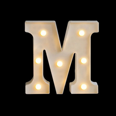 Светеща LED нощна лампа с букви Творческа 26 английска азбука Батерийна лампа Романтична украса за сватбено тържество Коледен подарък 16 см
