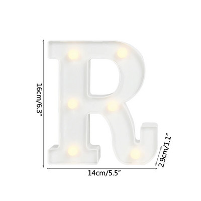 Helendav LED kiri öövalgusti loominguline 26 inglise tähestiku akulamp romantiline pulmapeo kaunistus jõulukink 16cm