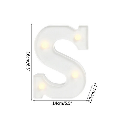 Helendav LED kiri öövalgusti loominguline 26 inglise tähestiku akulamp romantiline pulmapeo kaunistus jõulukink 16cm