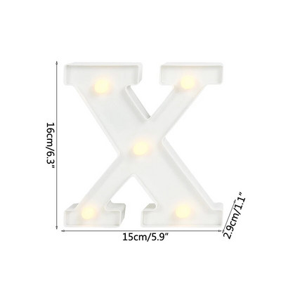 Helendav LED kiri öövalgusti loominguline 26 inglise tähestiku akulamp romantiline pulmapeo kaunistus jõulukink 16cm