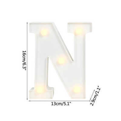 Helendav LED kiri öövalgusti loominguline 26 inglise tähestiku akulamp romantiline pulmapeo kaunistus jõulukink 16cm