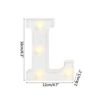 Helendav LED kiri öövalgusti loominguline 26 inglise tähestiku akulamp romantiline pulmapeo kaunistus jõulukink 16cm