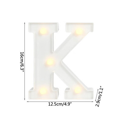 Helendav LED kiri öövalgusti loominguline 26 inglise tähestiku akulamp romantiline pulmapeo kaunistus jõulukink 16cm