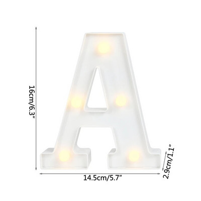 Helendav LED kiri öövalgusti loominguline 26 inglise tähestiku akulamp romantiline pulmapeo kaunistus jõulukink 16cm