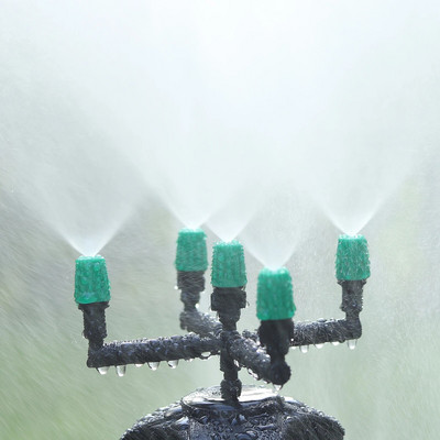 Градинско напояване Система за мъгла Поливане Разпръскваща пръскачка 5-посочна широкообхватна пулверизираща дюза Охлаждане Овлажняващи консумативи