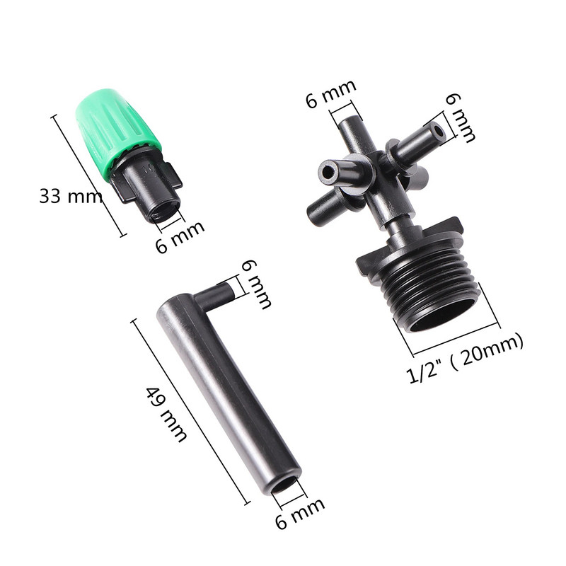 Aia niisutamise udusüsteem Kastmispihusti 5-suunaline laiaulatuslik pihustamine Uduotsik jahutus Niisutavad tarvikud