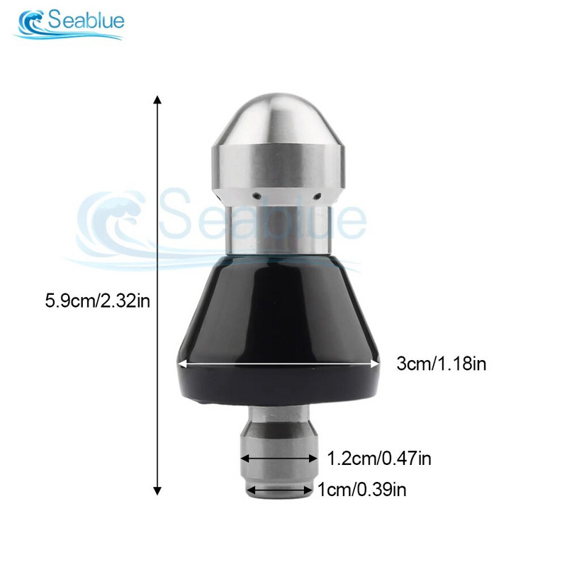 1/4 colio kanalizacijos valymo aukšto slėgio žarnos antgalio priedai 7 skylės iš vandens nerūdijančio plieno aukšto slėgio valymo antgalis