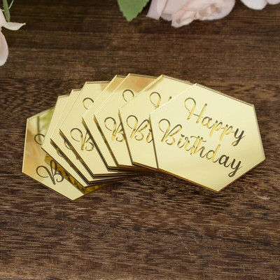 10 tk Rose Gold Sünnipäevapeo tordikaunistus Akrüülist ümmargused koogikatted Palju õnne sünnipäevaks kingituseks kaunistus tassikoogi magustoidu tarvikud