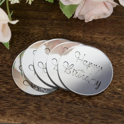 10 tk Rose Gold Sünnipäevapeo tordikaunistus Akrüülist ümmargused koogikatted Palju õnne sünnipäevaks kingituseks kaunistus tassikoogi magustoidu tarvikud