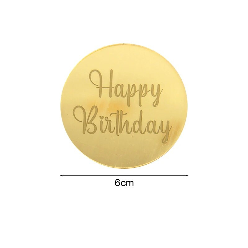 10 tk Rose Gold Sünnipäevapeo tordikaunistus Akrüülist ümmargused koogikatted Palju õnne sünnipäevaks kingituseks kaunistus tassikoogi magustoidu tarvikud