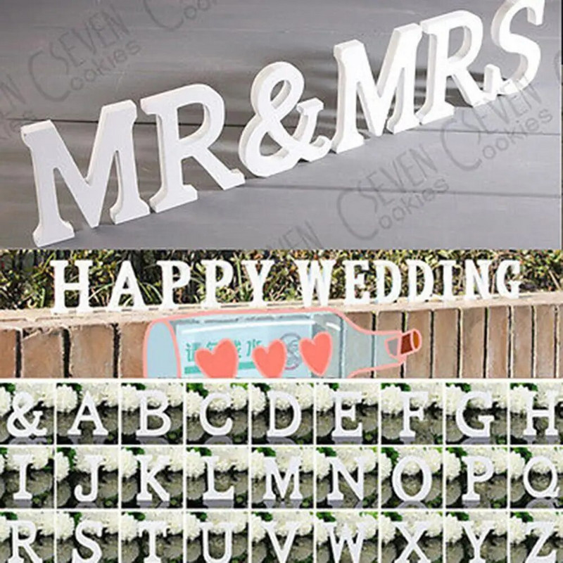 Drveni ukras od 26 slova Merry Christmas Love Home Cafe Bijela abeceda Drveni dekor Diy Samostojeći Personalizirani dizajn imena