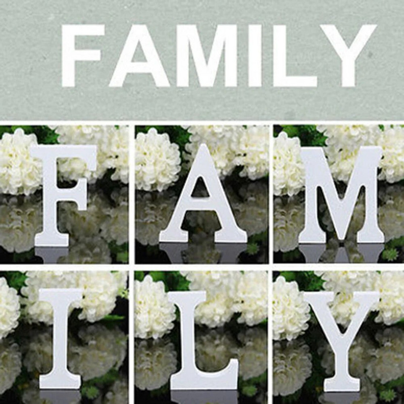 Drveni ukras od 26 slova Merry Christmas Love Home Cafe Bijela abeceda Drveni dekor Diy Samostojeći Personalizirani dizajn imena