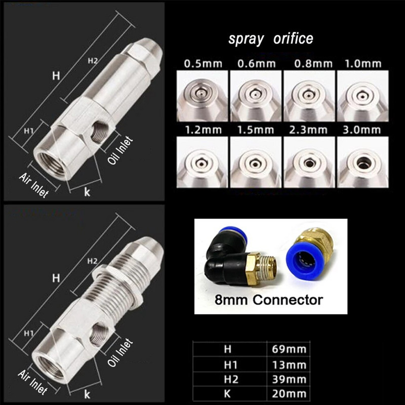 Mlaznica plamenika za otpadno ulje Mlaznica za lož ulje Mlaznica za otpadni sifon Mlaznica kotla za raspršivanje ulja Kotlovi za raspršivanje Mlaznica plamenika s 8 mm Connect