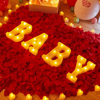 Lumini cu litere de marcaj cu LED-uri Se aprind litere alfabetice alimentate cu baterii pentru decorarea de nuntă a petrecerii bebelușilor