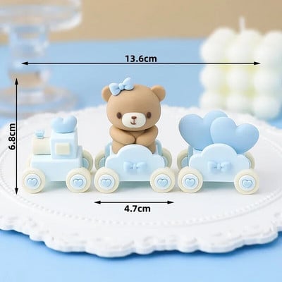 Decoratiuni pentru tort de aniversare, drăguț, roz, urs albastru, bile de tren, inserare, pentru tort, băiat, fată, 1-a aniversare, pentru baby shower