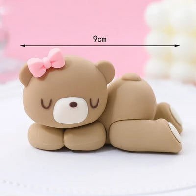 Decoratiuni pentru tort de aniversare, drăguț, roz, urs albastru, bile de tren, inserare, pentru tort, băiat, fată, 1-a aniversare, pentru baby shower