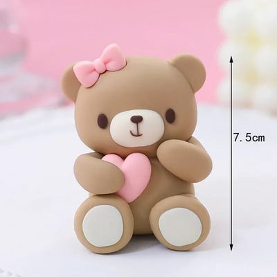 Decoratiuni pentru tort de aniversare, drăguț, roz, urs albastru, bile de tren, inserare, pentru tort, băiat, fată, 1-a aniversare, pentru baby shower