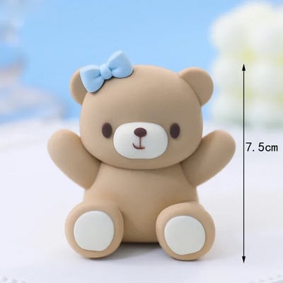 Decoratiuni pentru tort de aniversare, drăguț, roz, urs albastru, bile de tren, inserare, pentru tort, băiat, fată, 1-a aniversare, pentru baby shower