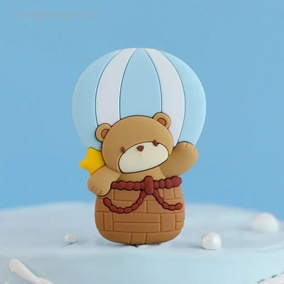 Decoratiuni pentru tort de aniversare, drăguț, roz, urs albastru, bile de tren, inserare, pentru tort, băiat, fată, 1-a aniversare, pentru baby shower