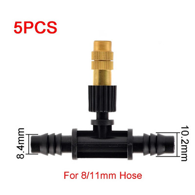 5 tk 8 tüüpi mikrotilgakastmist, udu messingist düüs aiapihusti jahutusosad vasest sprinkler koos pistikuga