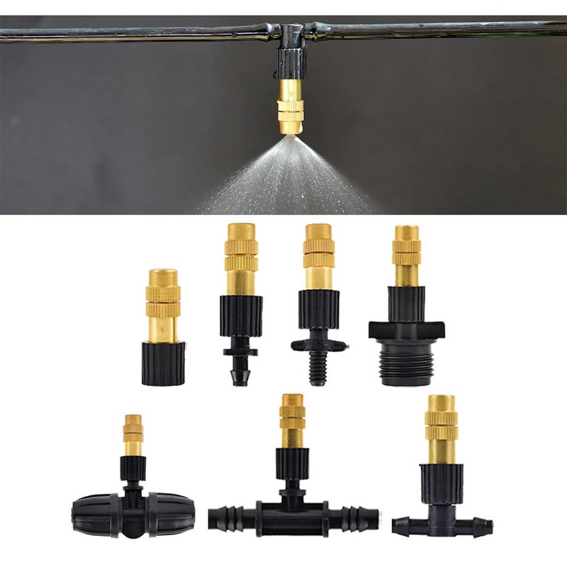 5 tk 8 tüüpi mikrotilgakastmist, udu messingist düüs aiapihusti jahutusosad vasest sprinkler koos pistikuga