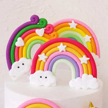 Candy Colors Foam Balloon Cake Topper Rainbow Unicorn Birthday Kids Favor Gift Baby Shower Cake Wedding Baking Cake Decoration